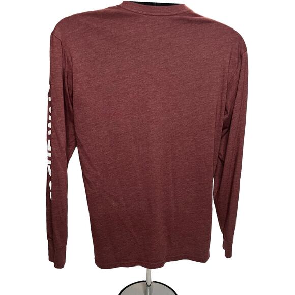 Vans Long Sleeve T-Shirt Maroon Heather Checkerboard Logo Off The Wall Medium - Picture 2 of 11